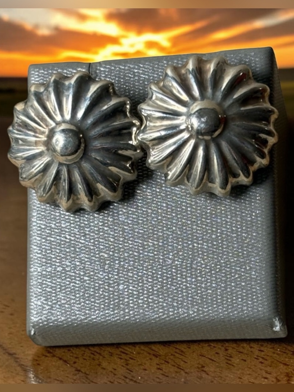 Sterling Silver Floral Daisy or Starburst Stud Earrings